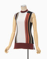 Geometric Pattern Knitted Sleeveless Top - vermillion