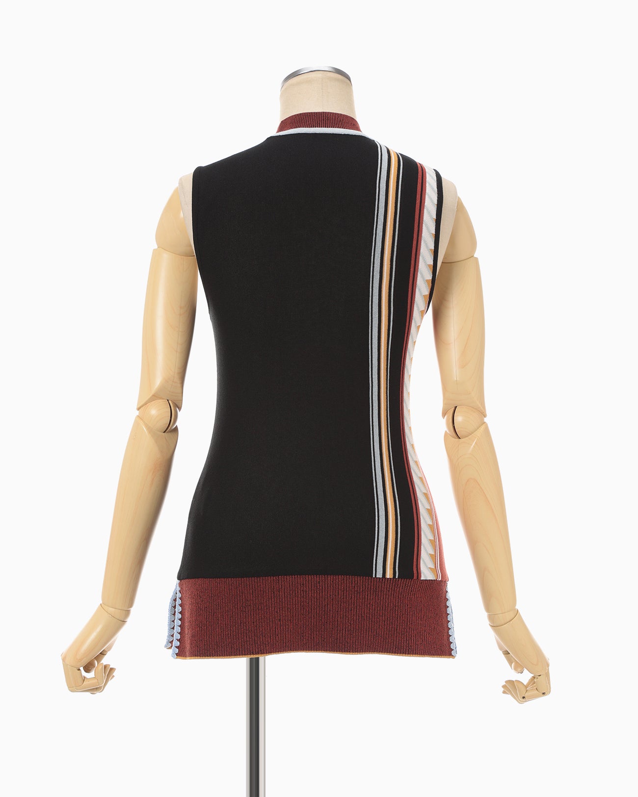 Geometric Pattern Knitted Sleeveless Top - vermillion