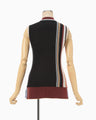 Geometric Pattern Knitted Sleeveless Top - vermillion
