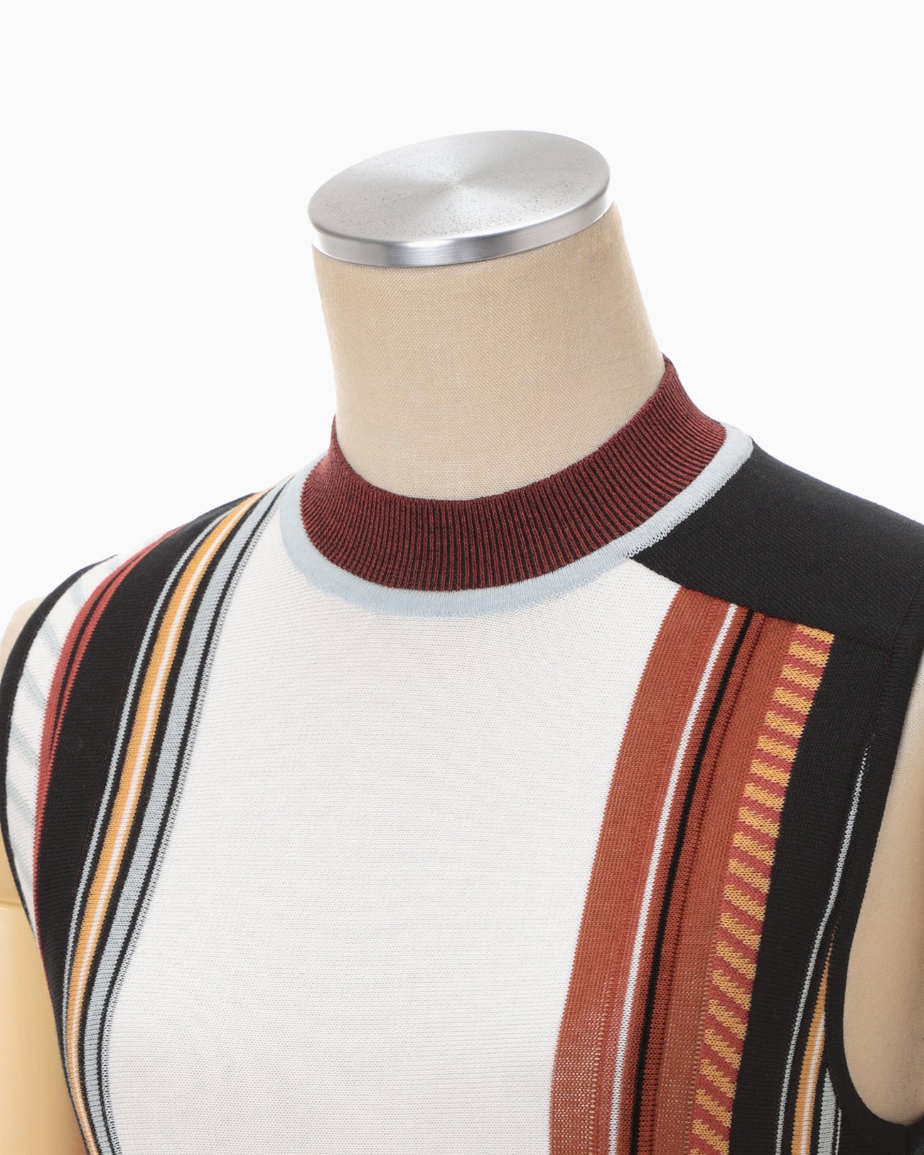 Geometric Pattern Knitted Sleeveless Top - vermillion