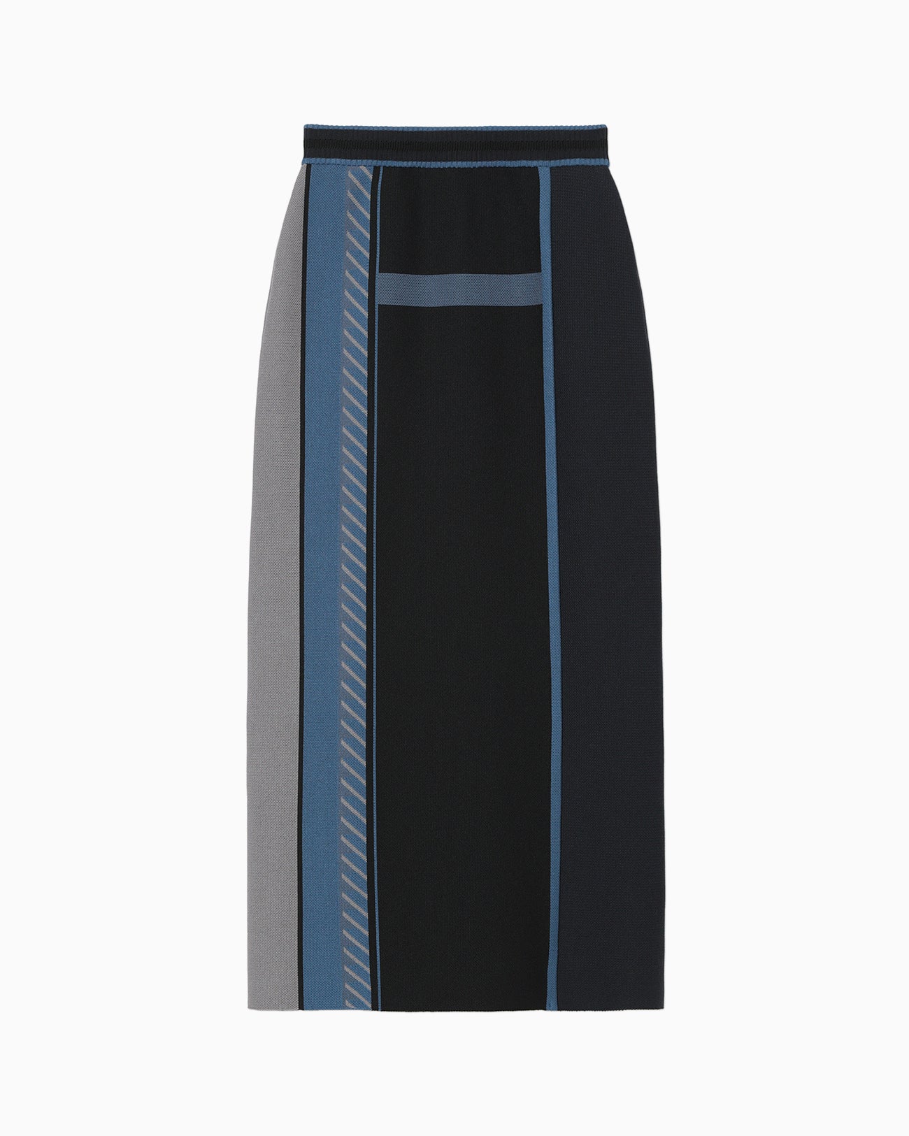 Geometric Pattern Knitted Skirt - navy