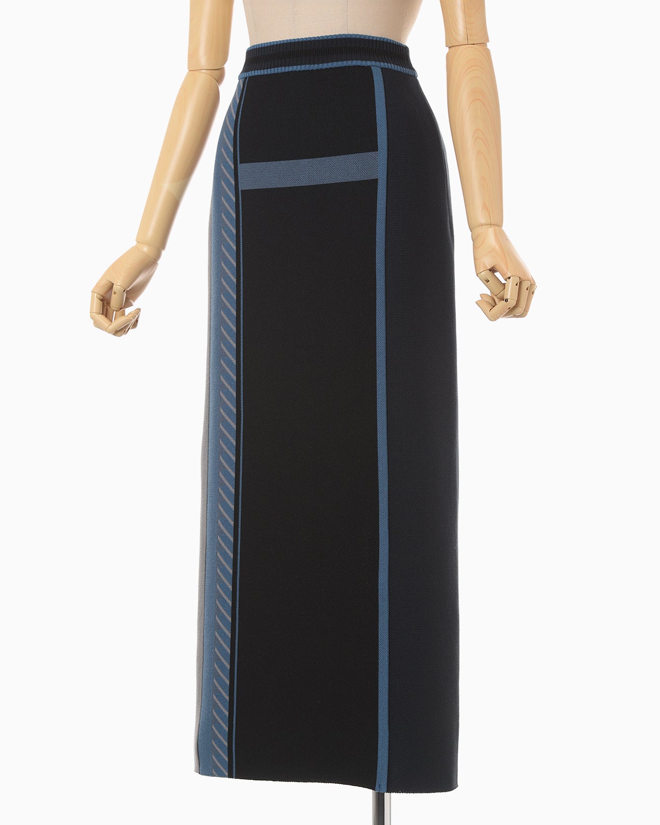 Geometric Pattern Knitted Skirt - navy