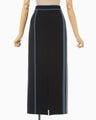 Geometric Pattern Knitted Skirt - navy