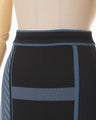 Geometric Pattern Knitted Skirt - navy