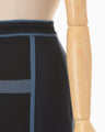 Geometric Pattern Knitted Skirt - navy