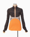 Floral Jacquard High Neck Knitted Top - navy