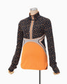 Floral Jacquard High Neck Knitted Top - navy