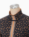 Floral Jacquard High Neck Knitted Top - navy