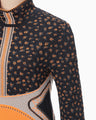 Floral Jacquard High Neck Knitted Top - navy