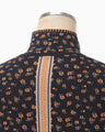 Floral Jacquard High Neck Knitted Top - navy