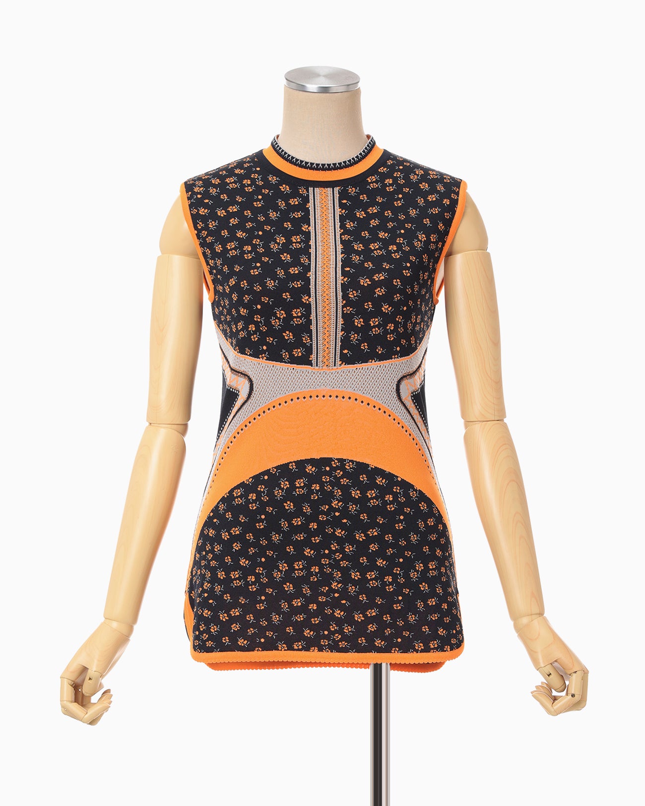 Floral Jacquard Sleeveless Knitted Top - navy