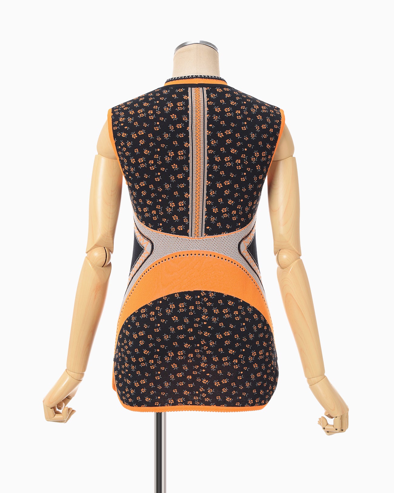 Floral Jacquard Sleeveless Knitted Top - navy