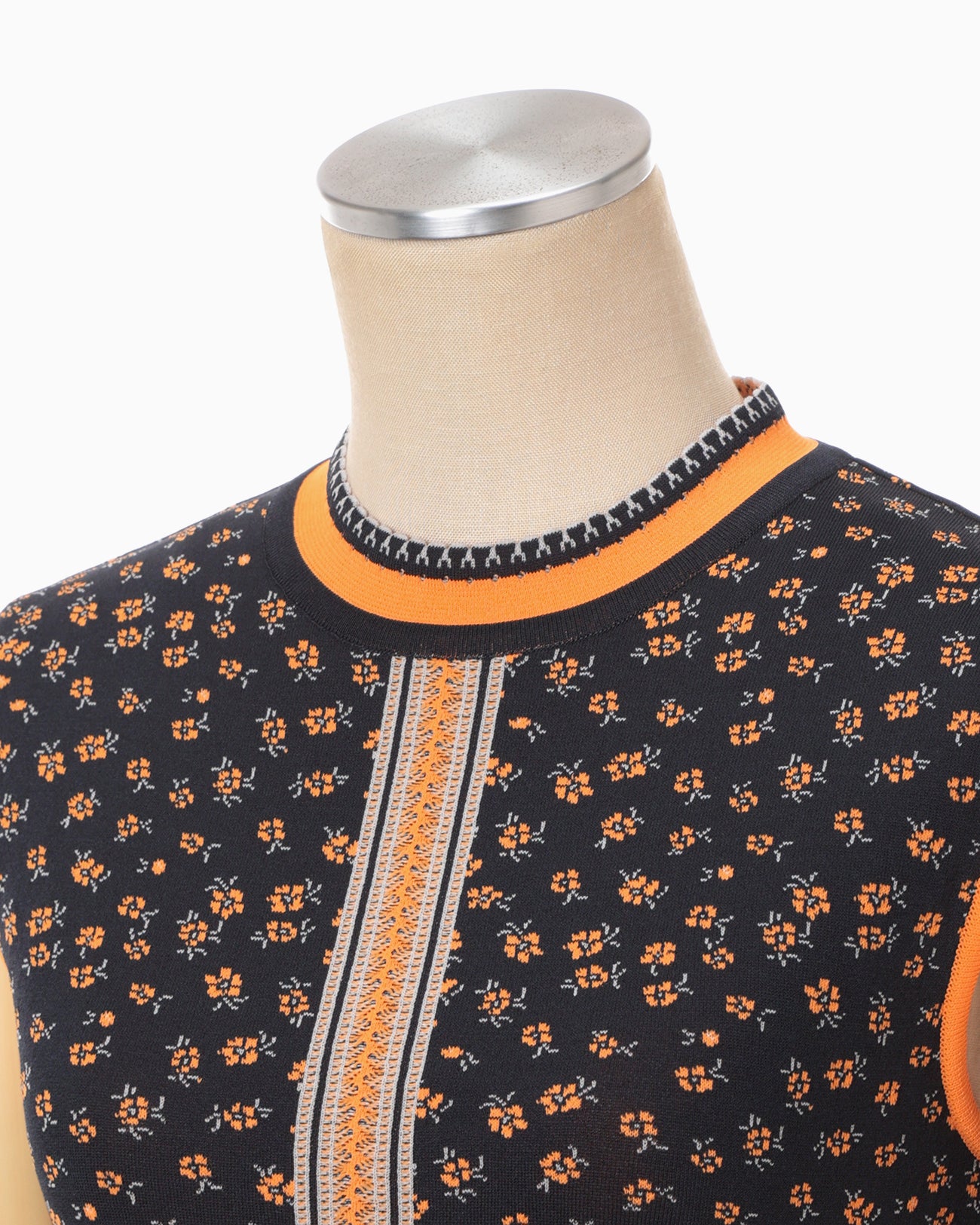 Floral Jacquard Sleeveless Knitted Top - navy - Mame Kurogouchi