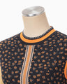 Floral Jacquard Sleeveless Knitted Top - navy