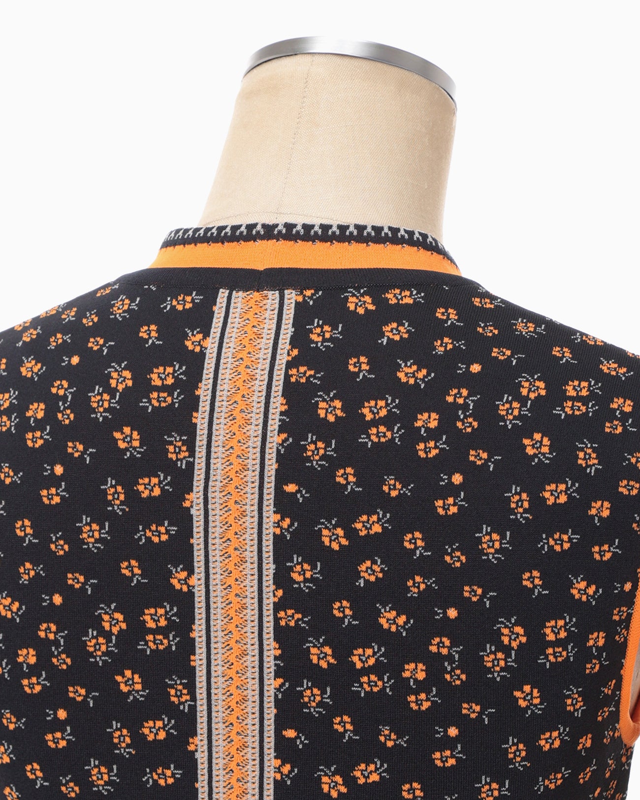 Floral Jacquard Sleeveless Knitted Top - navy