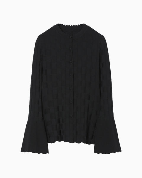 Links Stitch Knitted Cardigan - black
