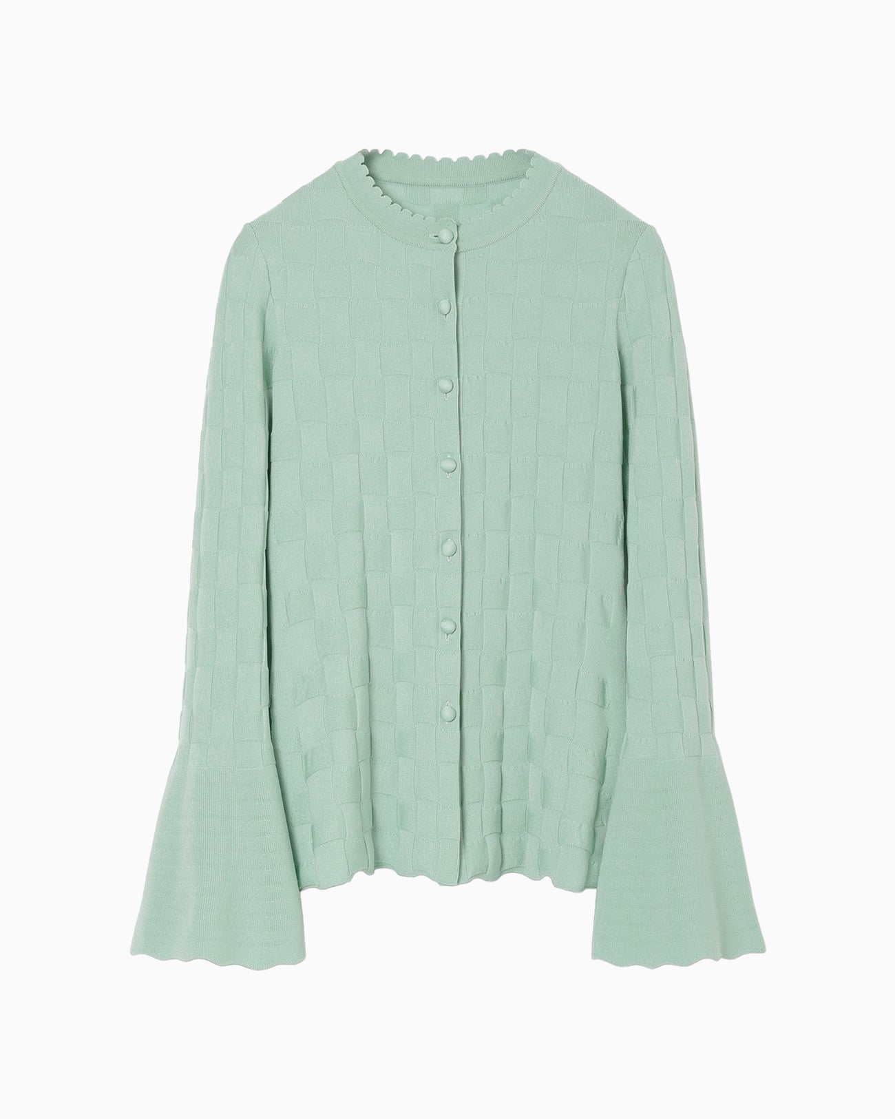 Links Stitch Knitted Cardigan - light green