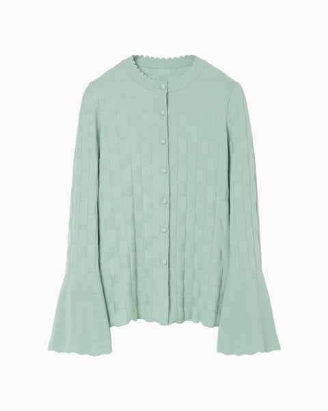 Links Stitch Knitted Cardigan - light green