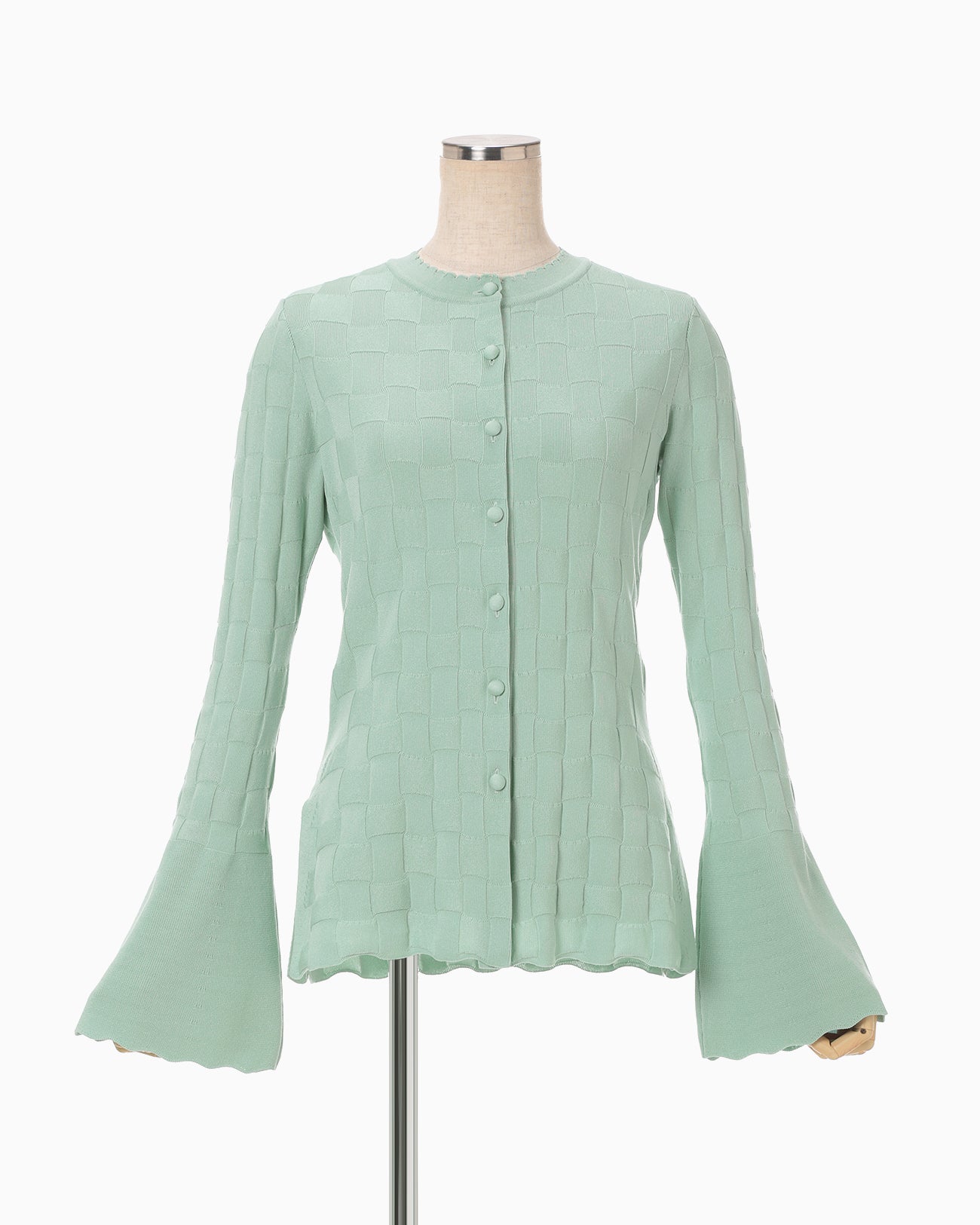 Links Stitch Knitted Cardigan - light green