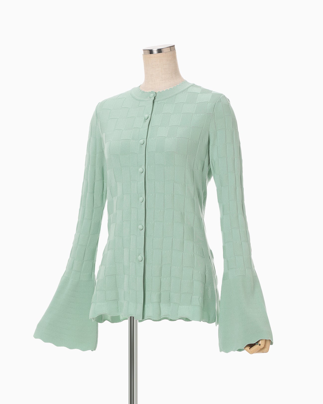 Links Stitch Knitted Cardigan - light green