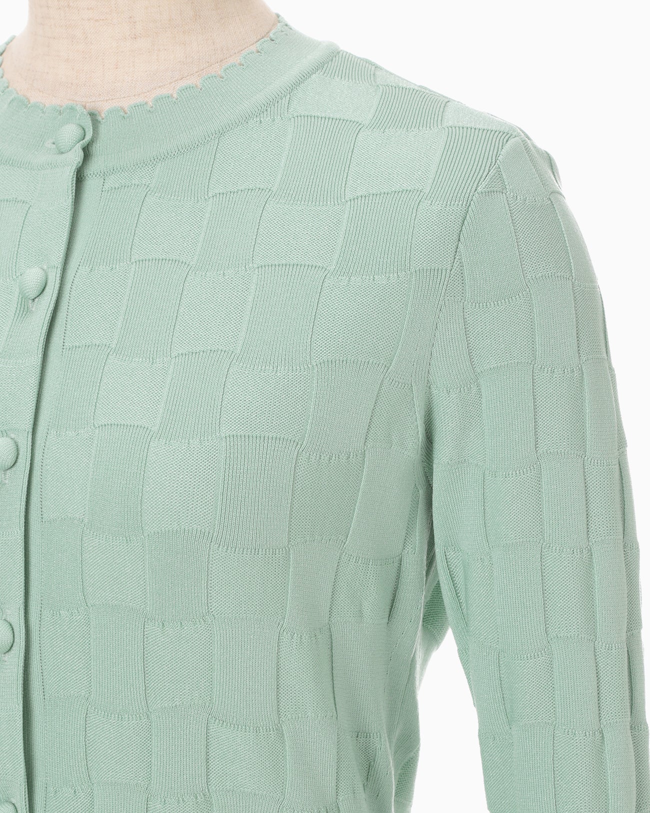 Links Stitch Knitted Cardigan - light green