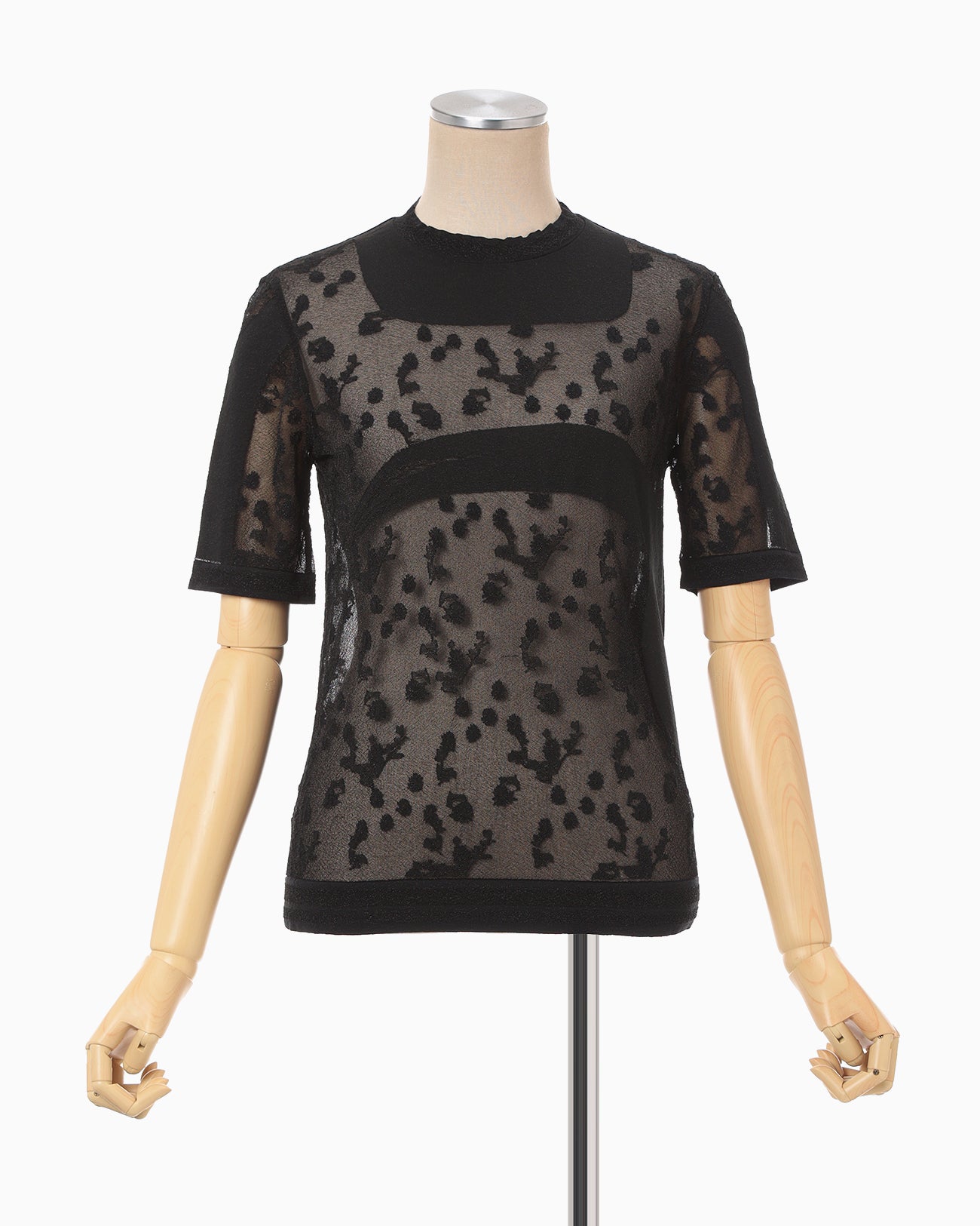 Knitted Crew Neck Top - black