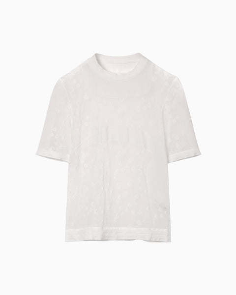 Knitted Crew Neck Top - white