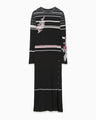 Floral Motif Intarsia Knitted Dress - black