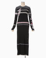 Floral Motif Intarsia Knitted Dress - black
