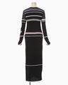 Floral Motif Intarsia Knitted Dress - black