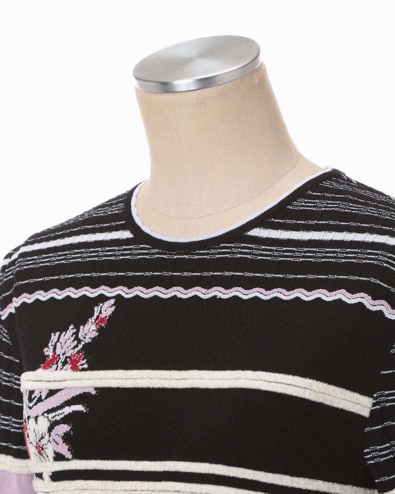 Floral Motif Intarsia Knitted Dress - black