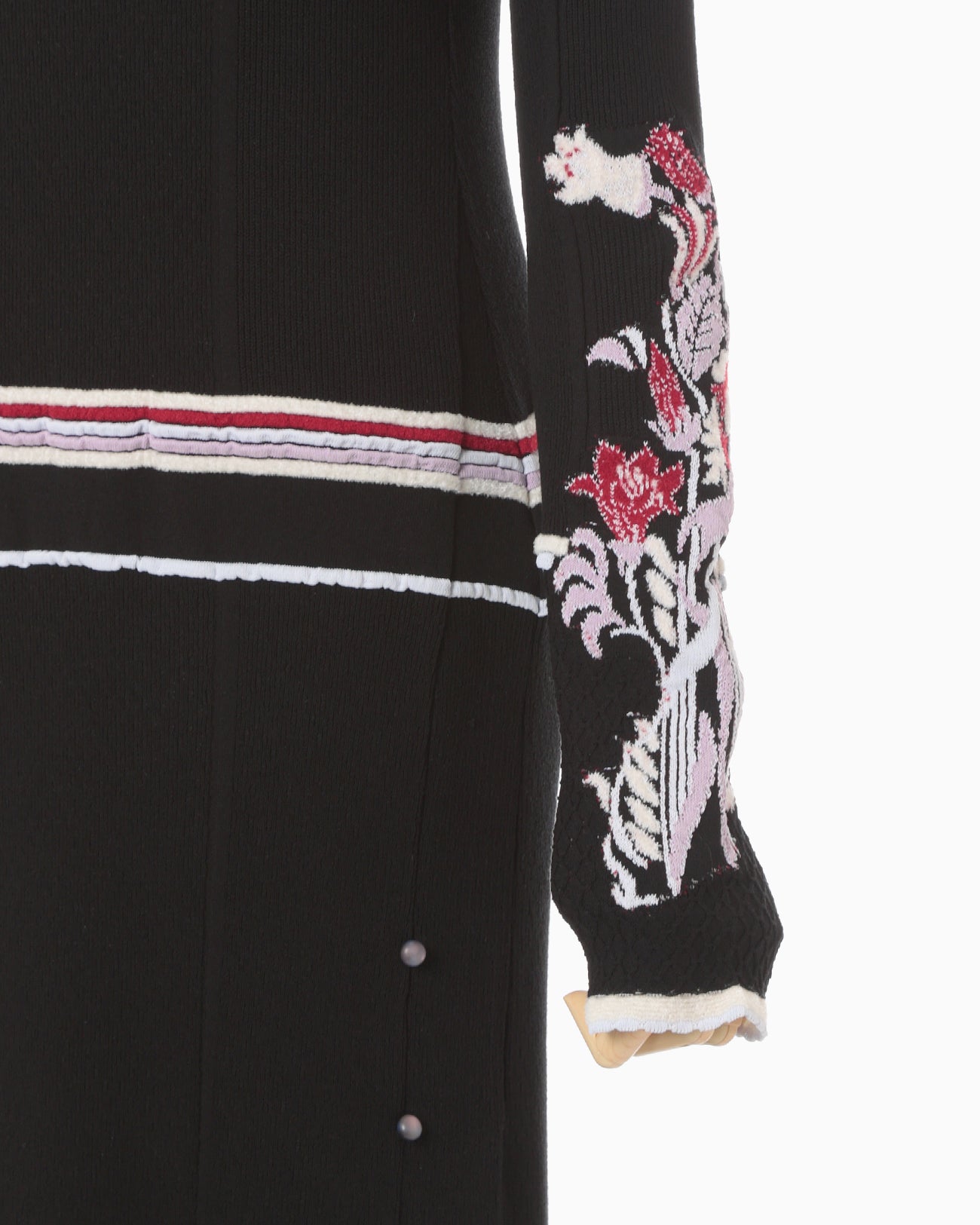Floral Motif Intarsia Knitted Dress - black