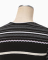 Floral Motif Intarsia Knitted Dress - black