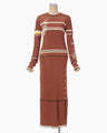 Floral Motif Intarsia Knitted Dress - vermillion