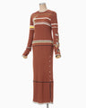 Floral Motif Intarsia Knitted Dress - vermillion