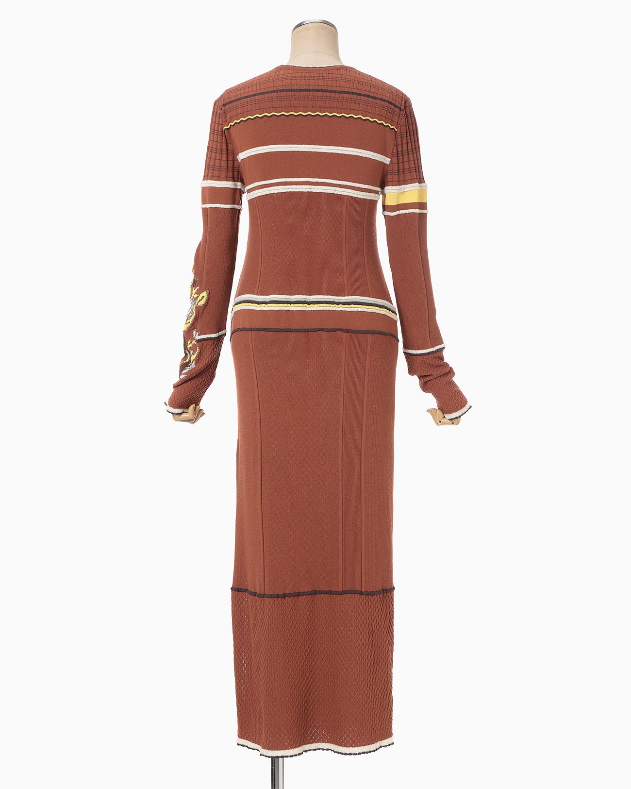 Floral Motif Intarsia Knitted Dress - vermillion