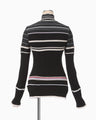 Floral Motif Intarsia Knitted High Neck Top - black
