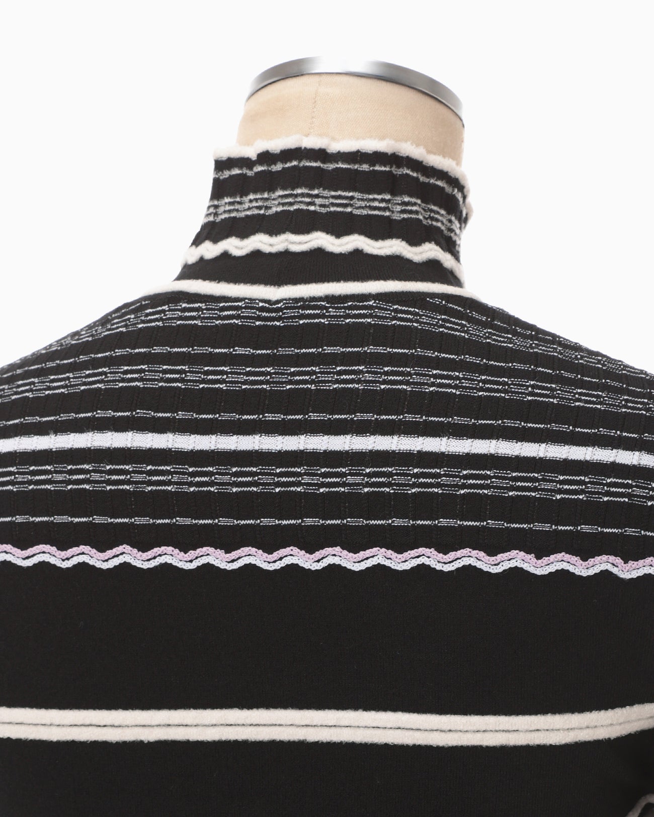 Floral Motif Intarsia Knitted High Neck Top - black