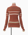 Floral Motif Intarsia Knitted High Neck Top - vermillion