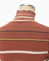 Floral Motif Intarsia Knitted High Neck Top - vermillion