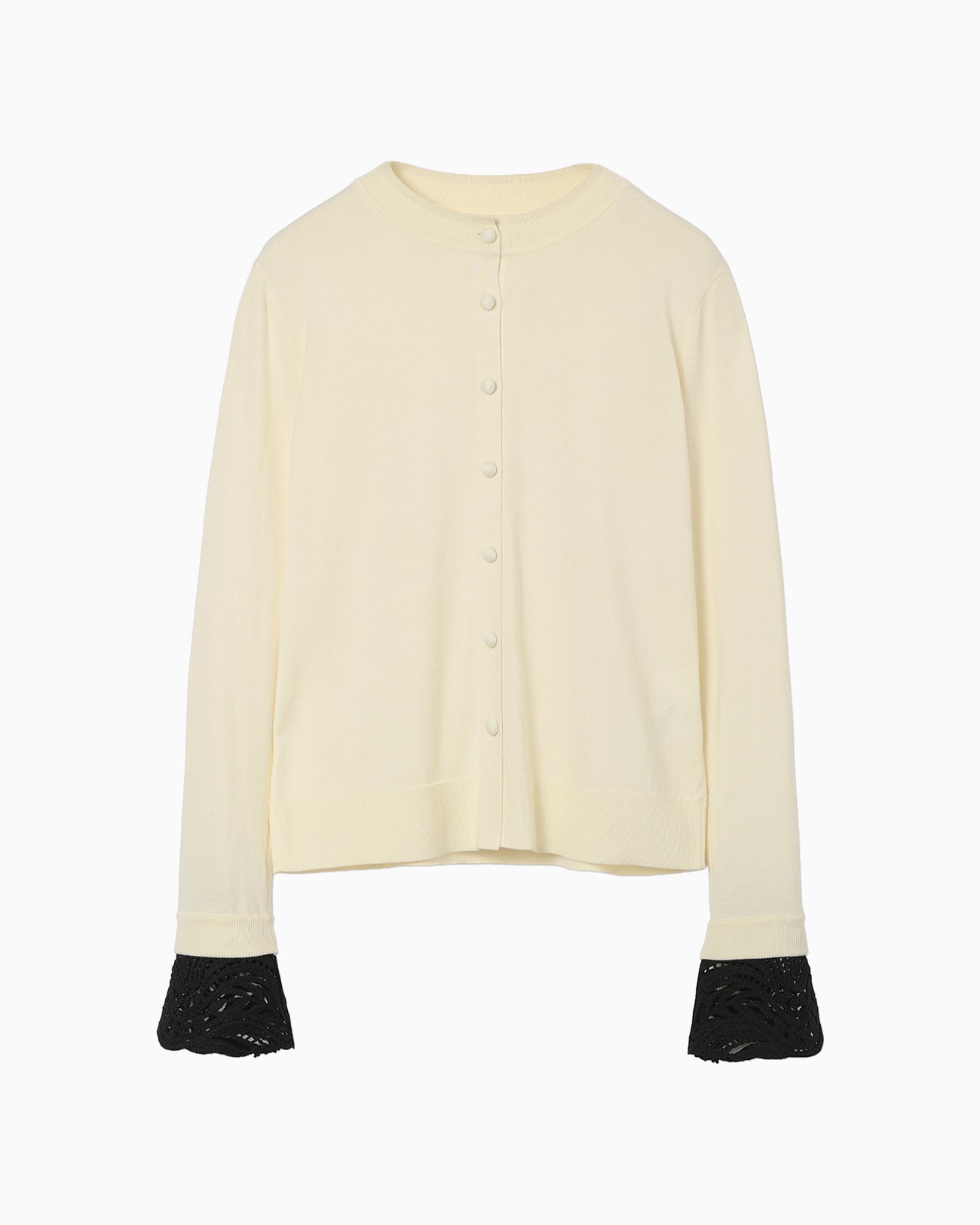 Detachable Embroidery Cuff Knitted Cardigan - ecru