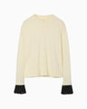 Detachable Embroidery Cuff Knitted Cardigan - ecru