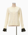 Detachable Embroidery Cuff Knitted Cardigan - ecru