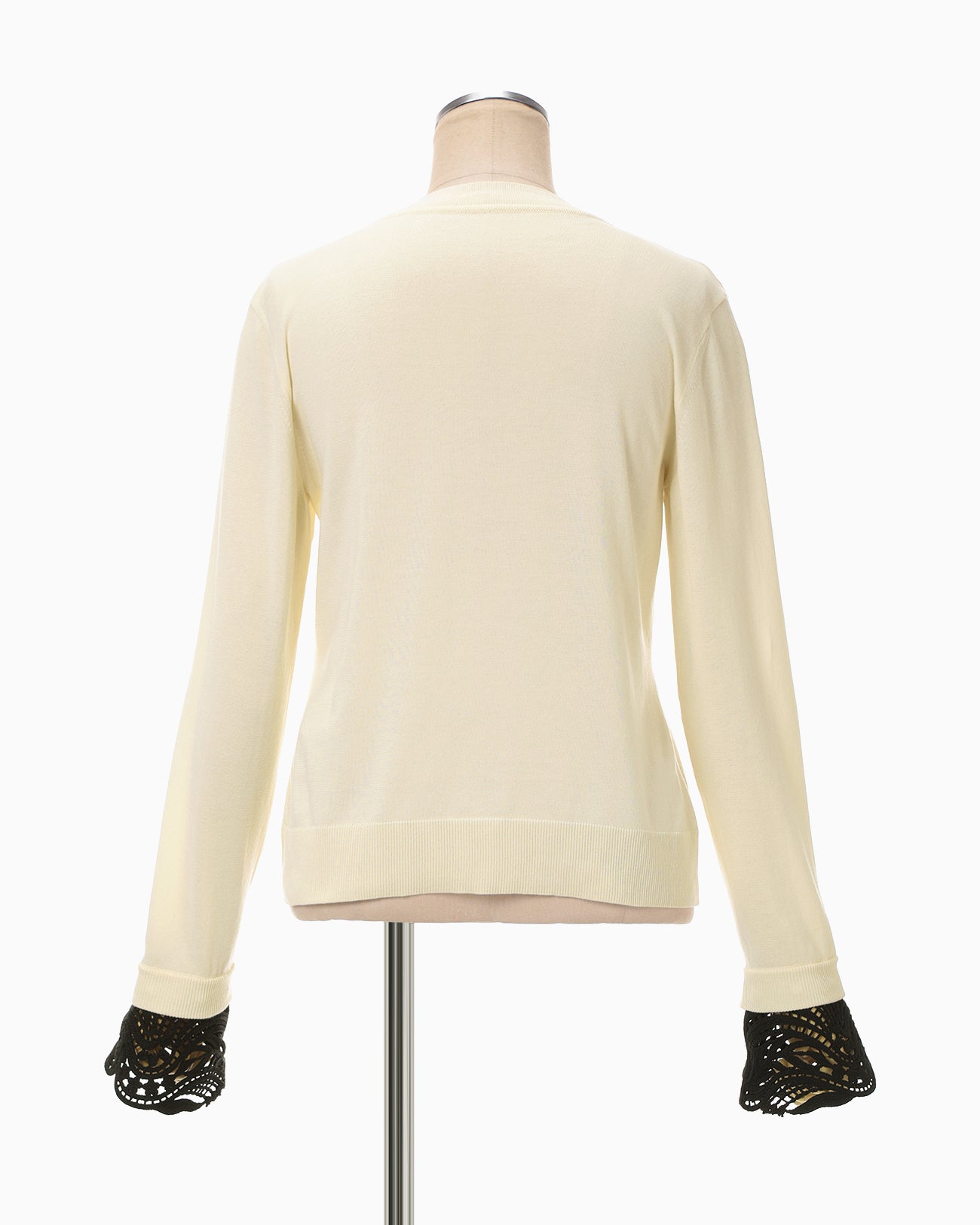Detachable Embroidery Cuff Knitted Cardigan - ecru