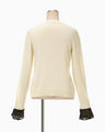 Detachable Embroidery Cuff Knitted Cardigan - ecru