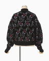 Floral Motif Chenille Knited Cardigan - black
