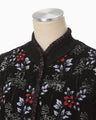 Floral Motif Chenille Knited Cardigan - black