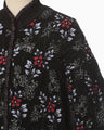 Floral Motif Chenille Knited Cardigan - black
