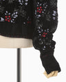 Floral Motif Chenille Knited Cardigan - black
