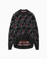 Floral Motif Chenille Knited Top - black